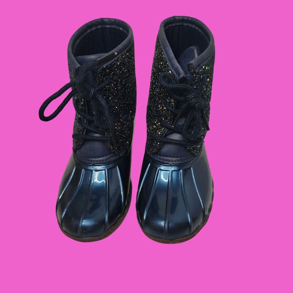 Jessica Carlyle Girls Size 2 Blue Sparkle, Glitter Rainboots GAVIN-04T